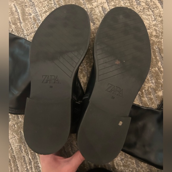 Zara black leather over the knee boots size 8 - Picture 6 of 6